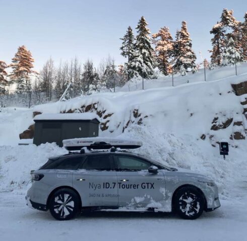Volkswagen ID.7 Tourer GTX i de svenska fjällen.